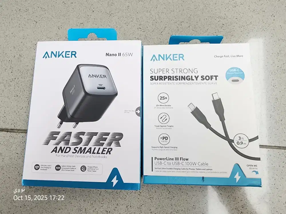 Charger Anker Nano II 65W + Kabel Anker C to C