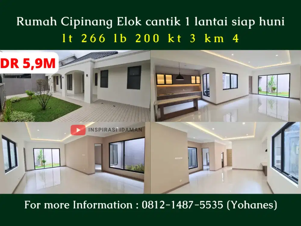 Rumah Cipinang Elok 266mtr cantik 1 lantai siap huni