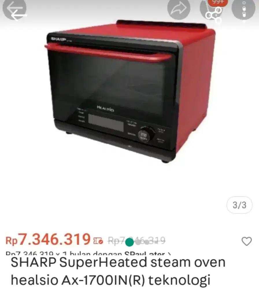 Oven steam sharp healsio super heated harga nett