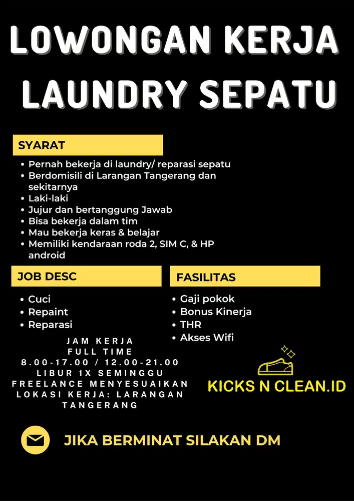 Lowongan Kerja Laundry Sepatu