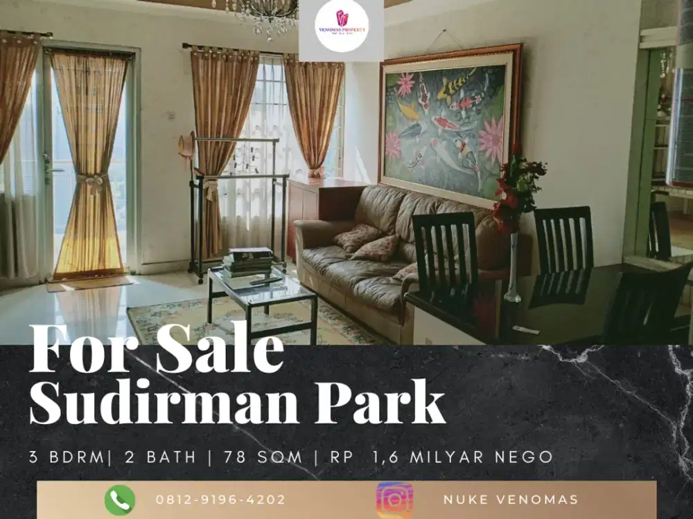 Dijual Apartement Sudirman Park 3 BR Furnished Bagus View Timur