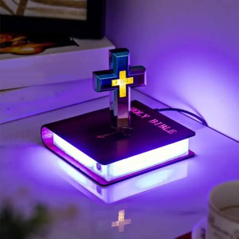 Lampu Tidur - Magnetic Levitating Cross Floating Christian Cross Bible