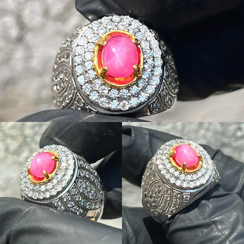 Cincin Natural Star Ruby Burma Cincin Pria Mewah Elegan