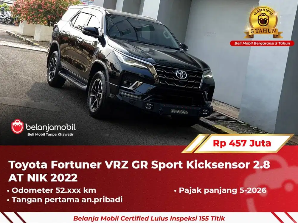 [ GARANSI 5TH ] Toyota Fortuner VRZ GR Sport Kicksensor 2.8 2022/2023