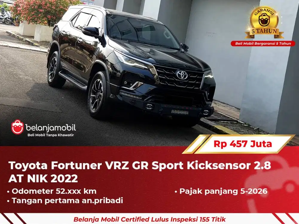 [ GARANSI 5TH ] Toyota Fortuner VRZ GR Sport Kicksensor 2.8 2022/2023