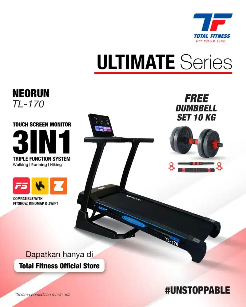 Treadmill 3 HP Touch Screen Auto Incline Ultimate Series NEORUN TL-170