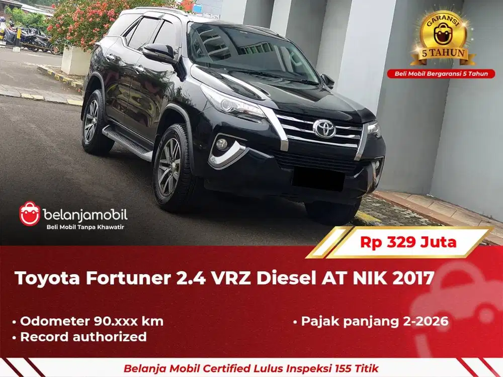 [ GARANSI 5TH ] Toyota Fortuner 2.4 VRZ Diesel AT 2017/2018