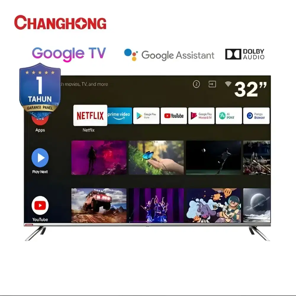 TV Android Changhong 32 inci layar jernih - kondisi baru