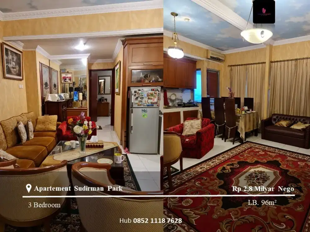 Dijual Apartement Sudirman Park Low Floor 3BR Full Furnished