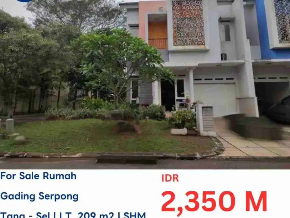 JUAL CEPAT RUMAH 2 LANTAI DI CLUSTER DARWIN GADING SERPONG TANGERANG