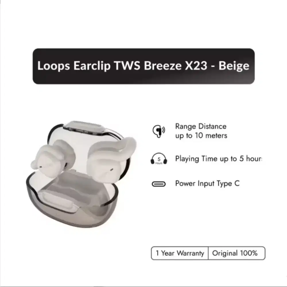 LOOPS Earclip TWS Breeze X23- Beige