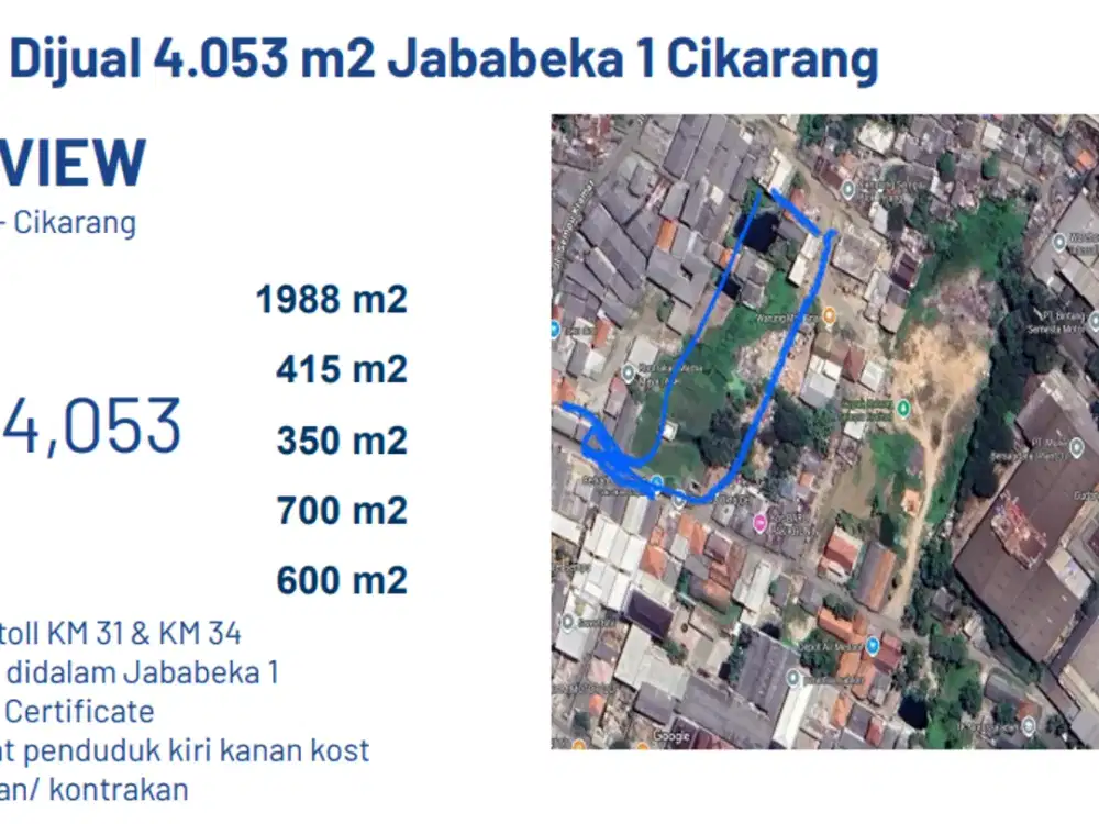 Dijual Tanah di Pasirgombong Cikarang Utara Bekasi