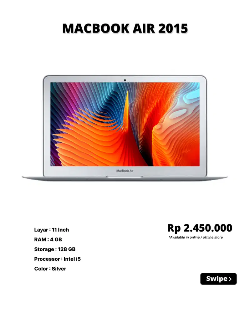 Promo Cahback 300Rb! Macbook Air 2015 11 4/128 GB
