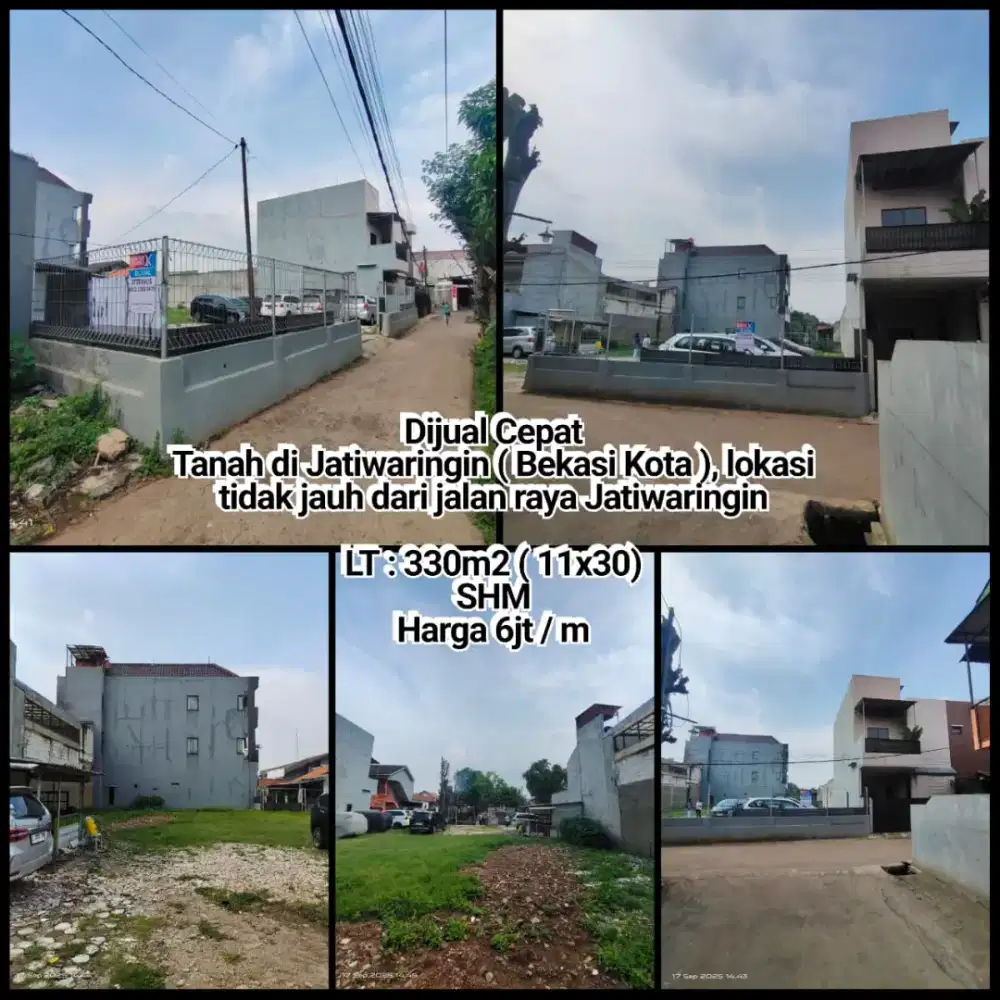 Jual Cepat Tanah dekat jalan raya Jatiwaringin lokasi strategis