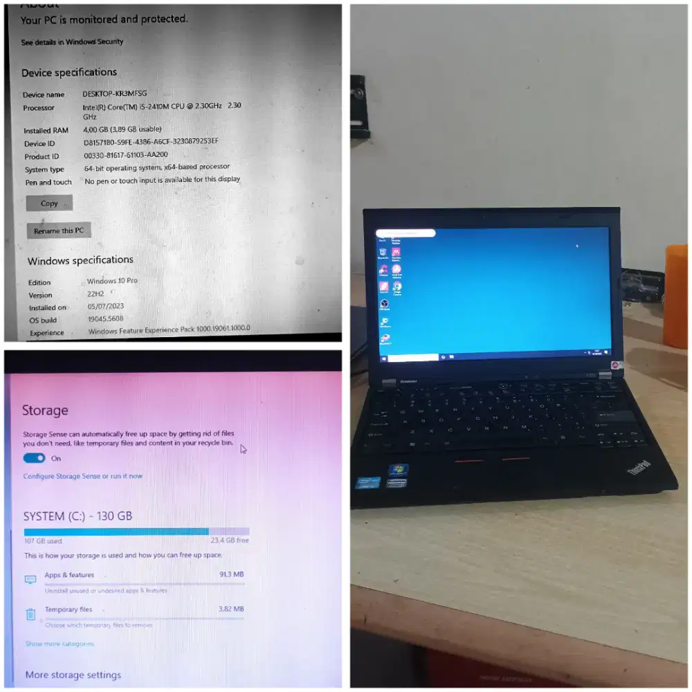 Laptop Lenovo X220 core i5 4GB murah