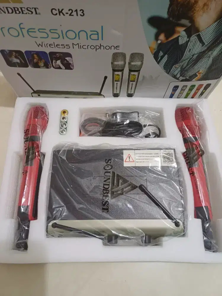 Mic / Microphone Wireless SOUNDBEST CK 213 - Merah ( 100% BARU & ORI )