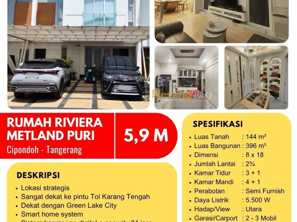 Rumah Cluster Riviera Metland Puri