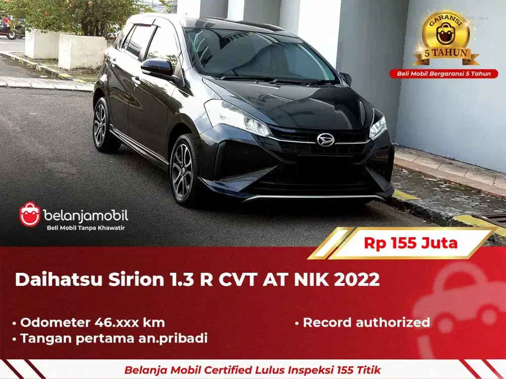 [ GARANSI 5TH ] Daihatsu Sirion 1.3 R CVT Hitam  2022 2023
