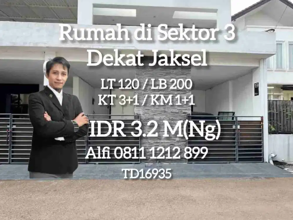Rumah Modern Bintaro Jaya Sektor 3 Dekat Stasiun KRL Td16935