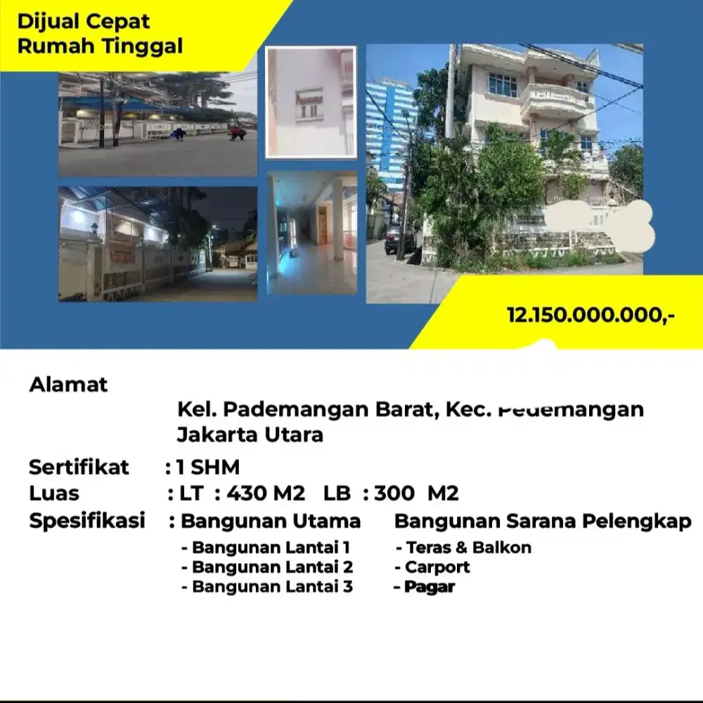 Dijual Rumah Siap Huni Pademangan