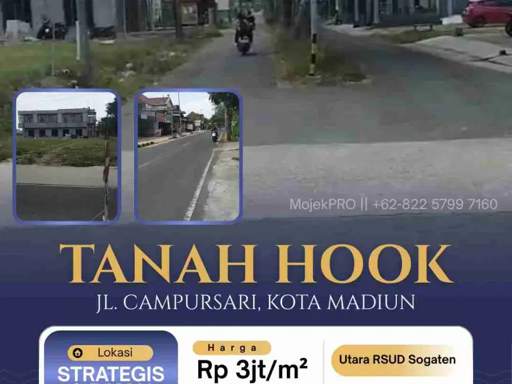 Dijual Tanah HOOK Strategis Utara RSUD Sogaten