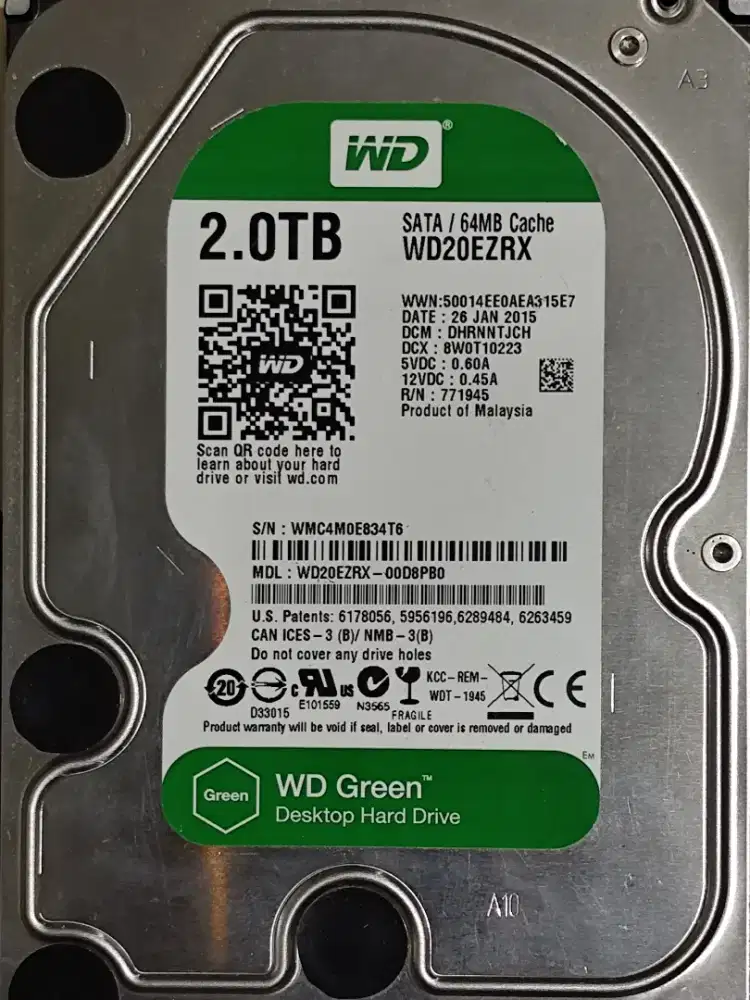 Harddisk WD Green Desktop 2TB WD20EZRX SATA III 6 Gb/s