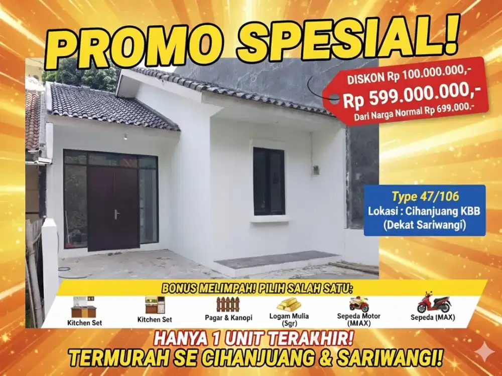 1 Unit Rumah readystock di cihanjuang sariwangi dkt kampus polban