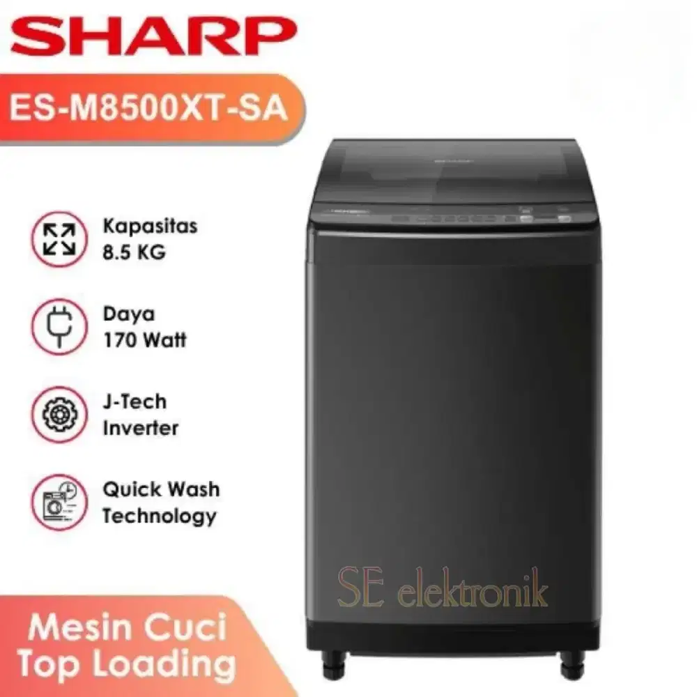 Sharp mesincuci 8,5kg inverter es-m8500xt-sa