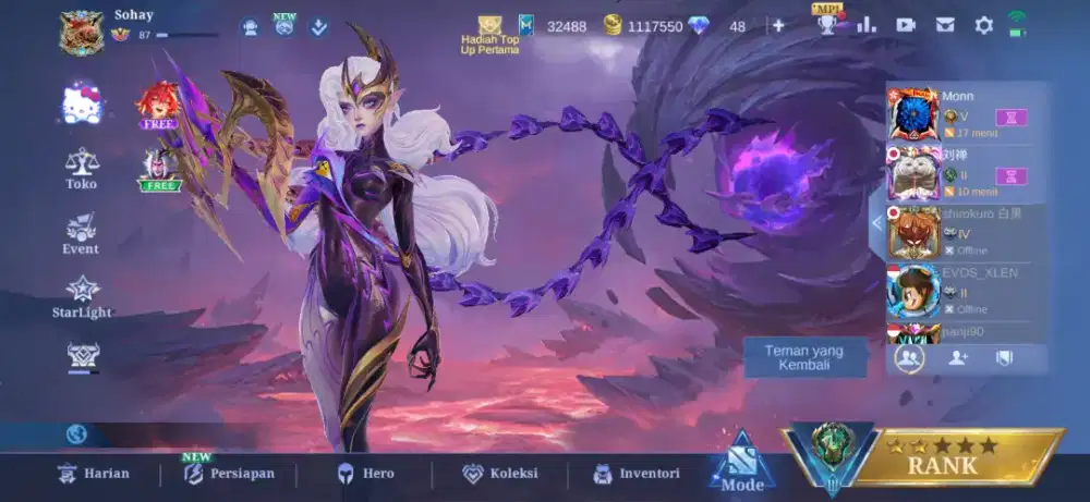 Jual akun mobile legend