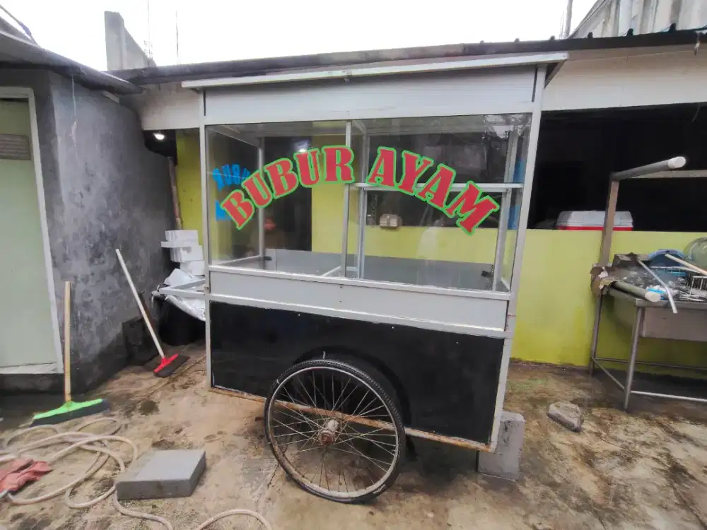Gerobak bekas dorong galvanis bubur ayam roda 2