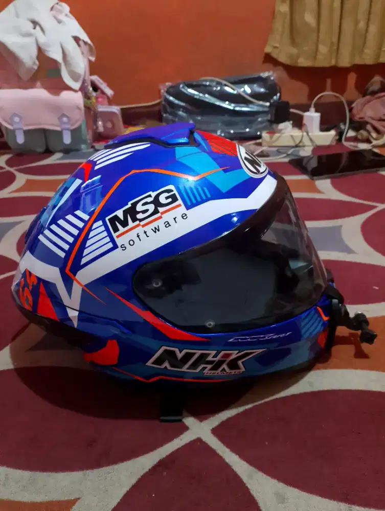 Helm full face nhk mark 1 original ukuran L 90% like new plus interkom