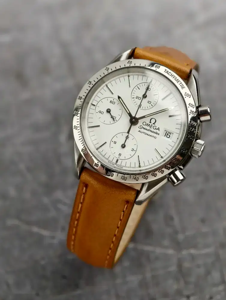 Omega speedmaster date white dial rare albino 39mm watch only