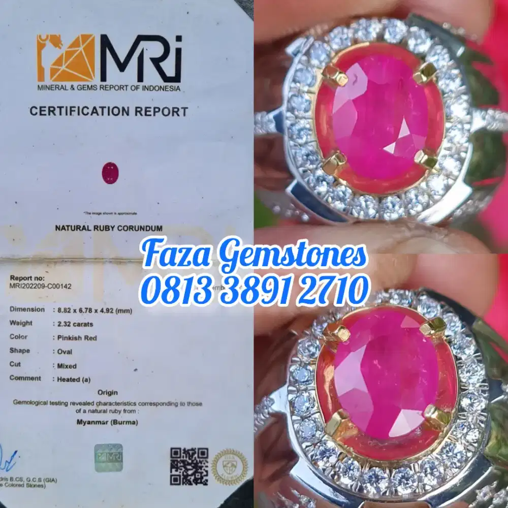 Natural Ruby Burma Ha , luster ok, cukup Christal, warna dominan red