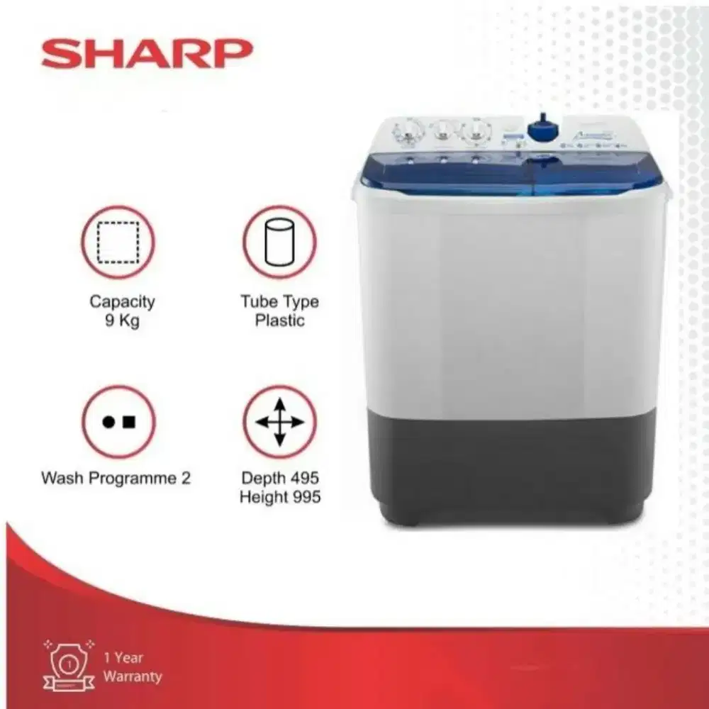 Sharp mesincuci 2tabung 9,5kg
