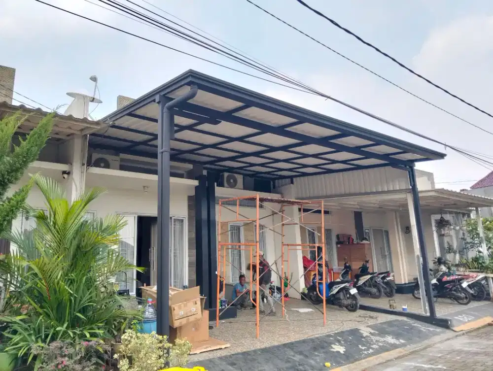 Kanopi alderon double layer kombinasi list profil talang air