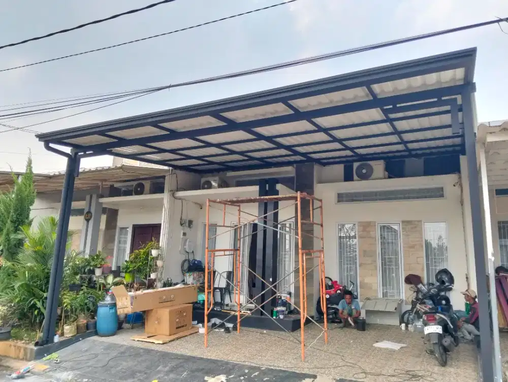 Kanopi alderon double layer kombinasi list profil talang air