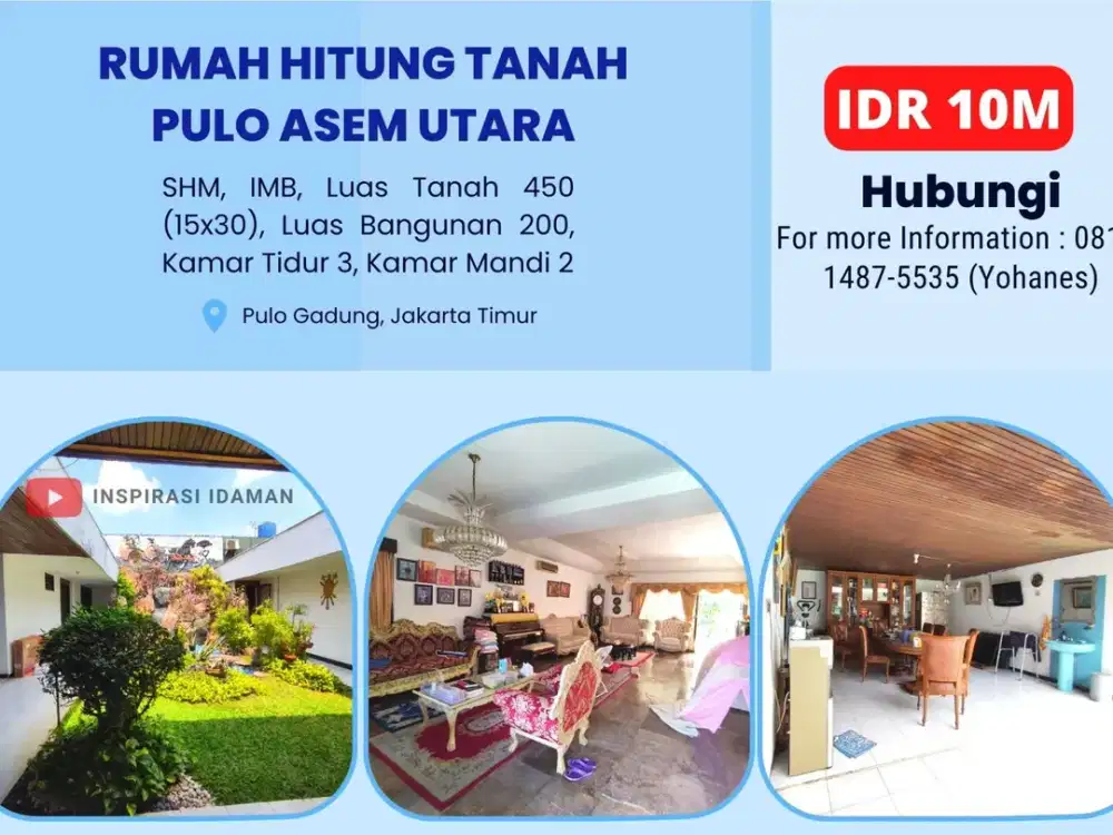 Rumah Hitung Tanah Pulo Asem Utara