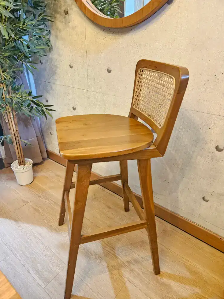 Kursi Bar Jati Rotan
