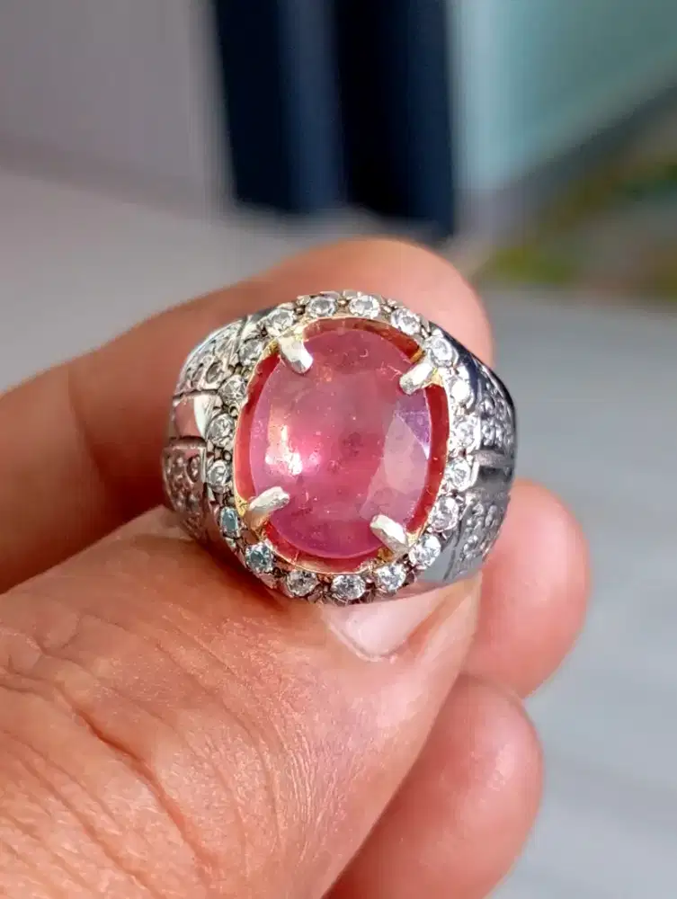 Ruby kristal ring perak