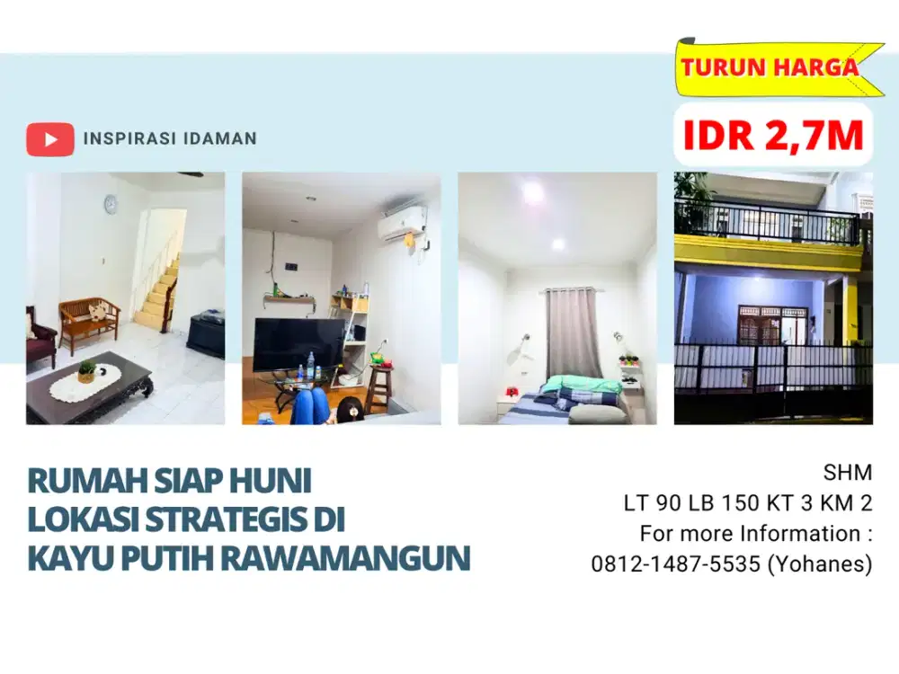 Rumah Siap Huni Lokasi Strategis di Kayu Putih Rawamangun