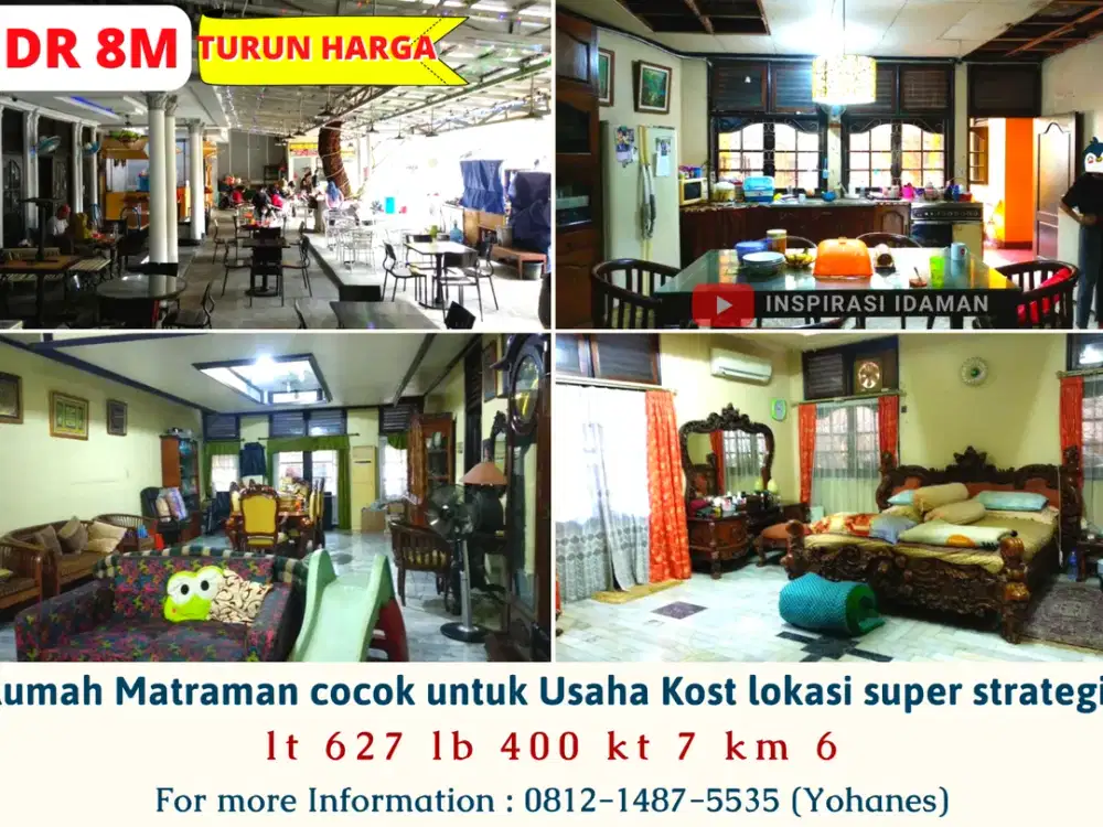 Rumah Matraman cocok untuk Usaha Kost lokasi super strategis