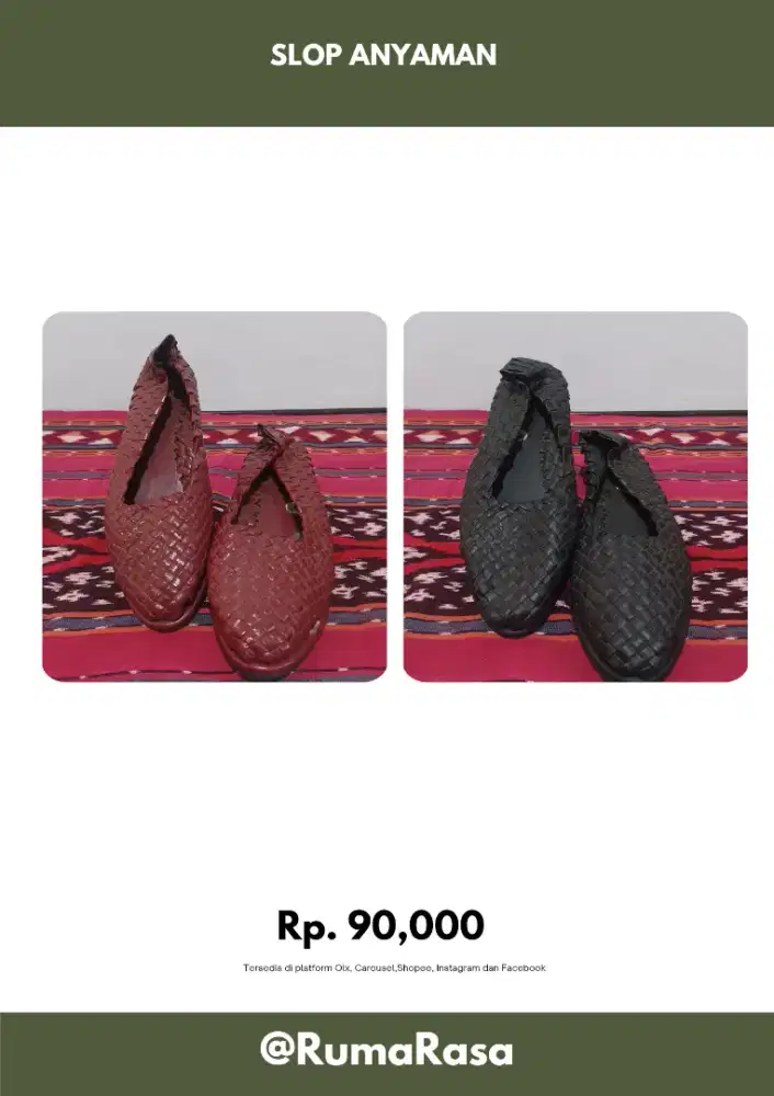 Sandal/sepatu slop wanita bahan anyaman