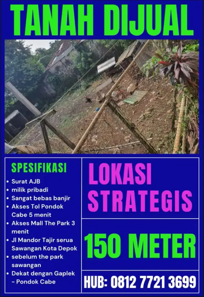Tanah kavling dijual lokasi strategis teduh bebas banjir.