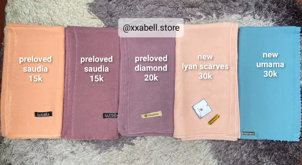 preloved dan new kerudung segi4 (baca deskripsi)