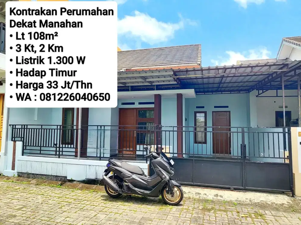 Sewa Rumah Area Perum Dekat Manahan Solo