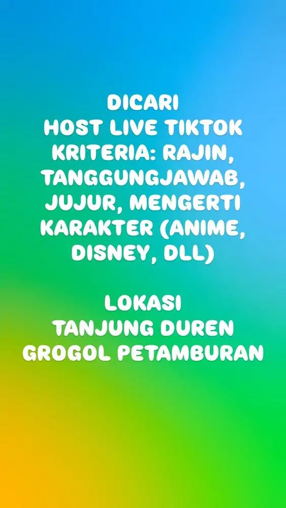 DICARI LOKER LAKI-LAKI/PEREMPUAN MENJADI HOST LIVE TIKTOK