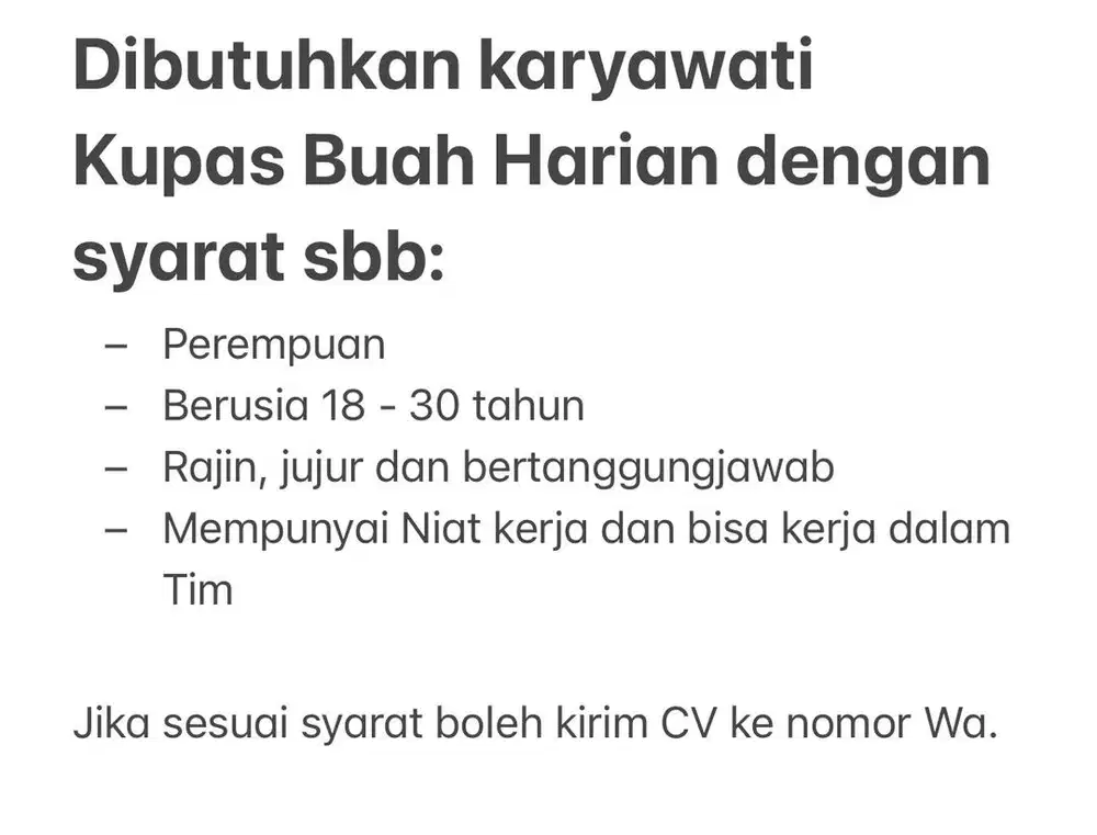 Karyawati Kupas Buah harian