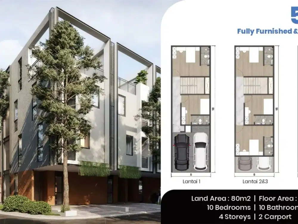 Dijual Kos-Kosan di Dago Bandung Uk.5X16 FullFurnish Ada 10 Kamar