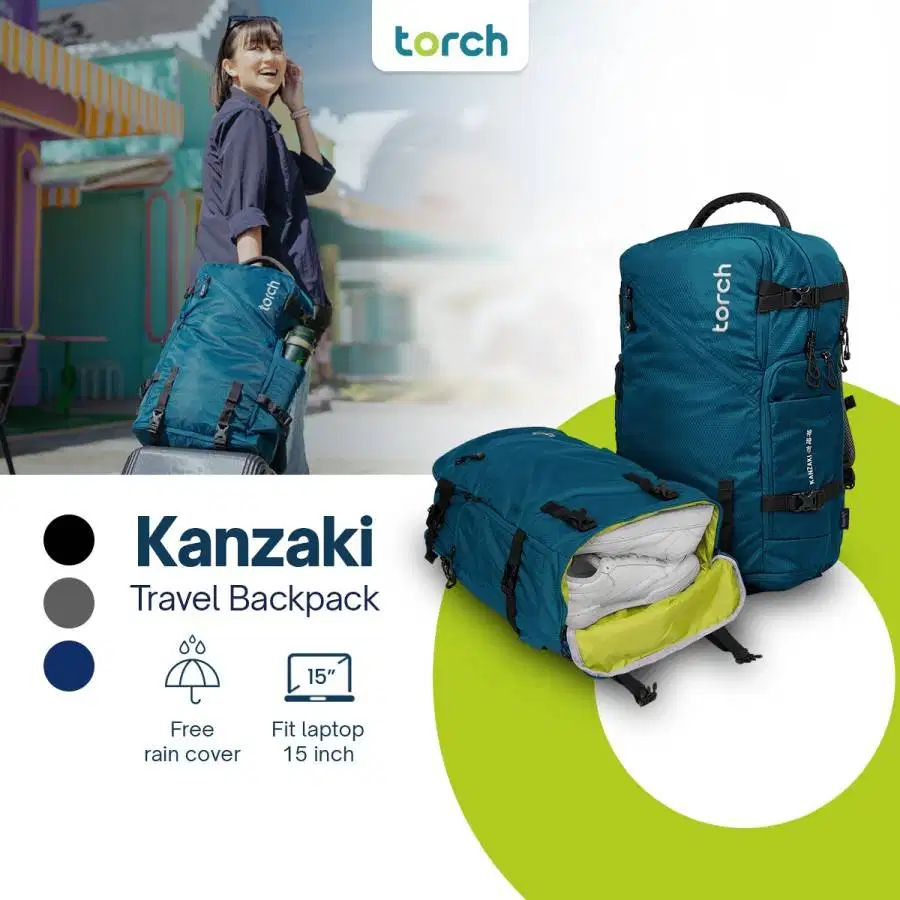 Tas Backpack Travel 30L Kanzaki Blue - tas punggung pria dan wanita