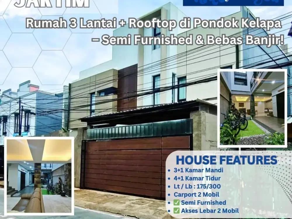 Rumah Mewah 3 Lantai + Rooftop di Pondok Kelapa, Siap Huni! DD157